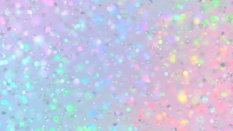 Modern beautiful colorful magic video loop background. Round shiny particles on an iridescent surface. Trendy design of webpunk and vaporwave.Rainbow and holographic colors. 3d render.