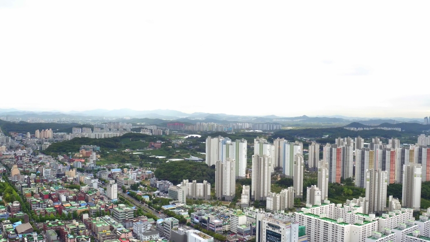 Aerial view of Guwol-dong Street. Incheon, South Korea