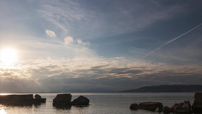 Cloudy sunset on the french Riviera.