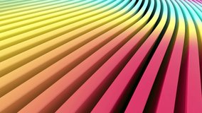 Seamless animation of colorful abstract stripes waving, colorful gradient wave. Loopable 3D rendering animation.