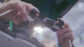 A surgeon doctor performs an operation using laparoscopy in virtual reality. Augmented reality in medicine, new innovative technologies. Holds control panels in hands. Remote Surgery, Sutures Stitch - Powered by Shutterstock - Get 15% off with code: PIKWIZARD15