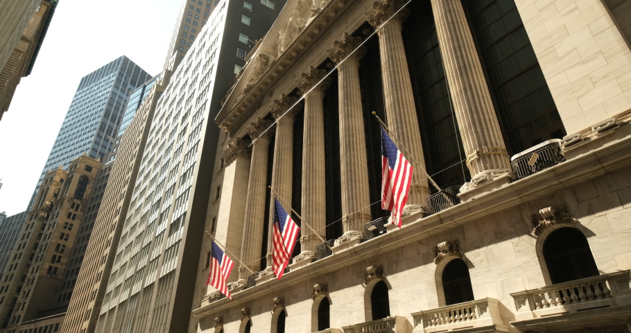 Manhattan, New York - September 18, 2019:  New York Stock Exchange building in the financial district on Wall Street in lower Manhattan New York USA