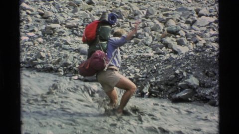 ALASKA USA-1977: The Man Crosses In The River