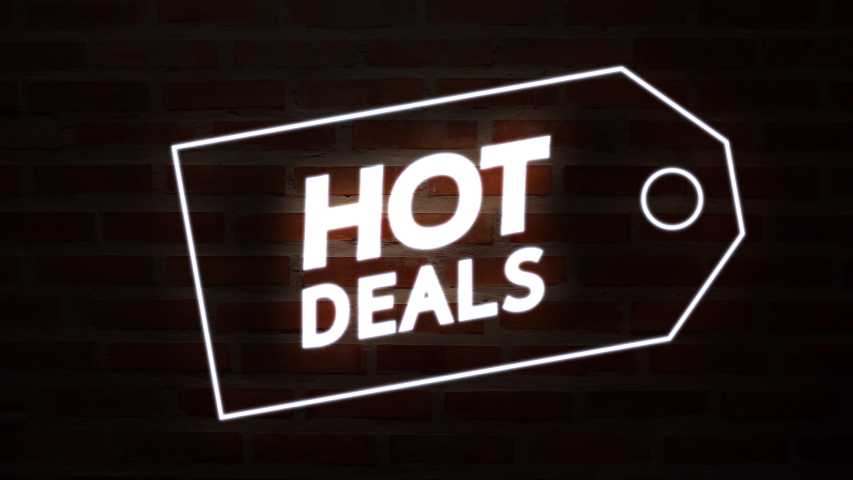 Black Friday sale colorful neon liquid text glow bright light motion graphic on brick background and black background