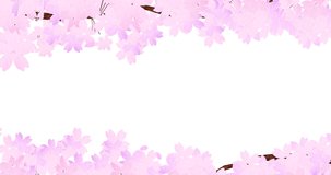 Beautiful cherry blossoms and petals blooming up and down 3dcg graphics