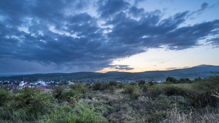 Time lapse in Slovakia, Little Carpathians in background, European nature