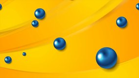 Bright blue orange abstract tech wavy motion design with 3d glossy circles. Geometric futuristic corporate background. Seamless looping. Video animation Ultra HD 4K 3840x2160