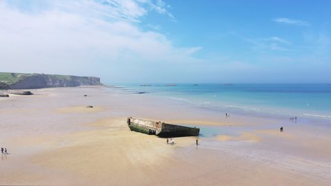 Panoramic on the beach of Arromanches-les-Bains