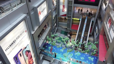 Bangkok, Thailand - December 20, 2019: MBK Center shopping mall interior.