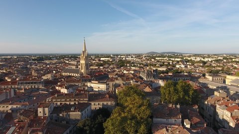 old french city montpellier ecusson by drone aerial early morning view