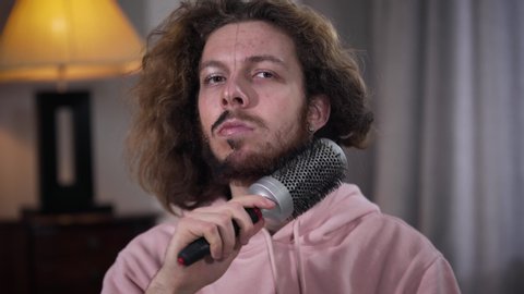 Portrait Upset Caucasian Intersex Person Looking Stock Footage Video