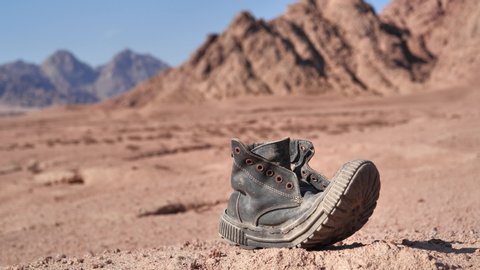Old boot in the desert, Sinai, Egypt