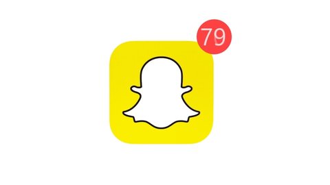 Snapchat app icon appearing and then receiving many notifications. Social media animation concept. Montreal, Canada January 2020