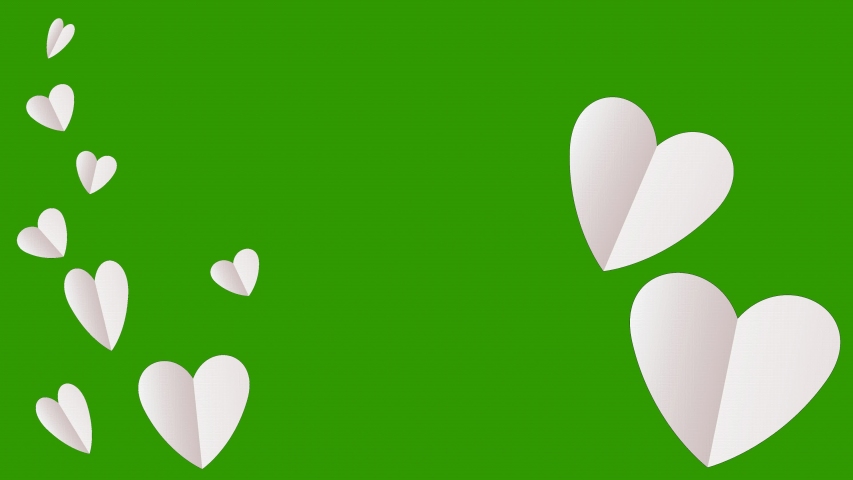 Group of white heart papercut on green screen. Animated white heart papercut in valentine's day. 4k green screen animation Royalty-Free Stock Footage #1045137187