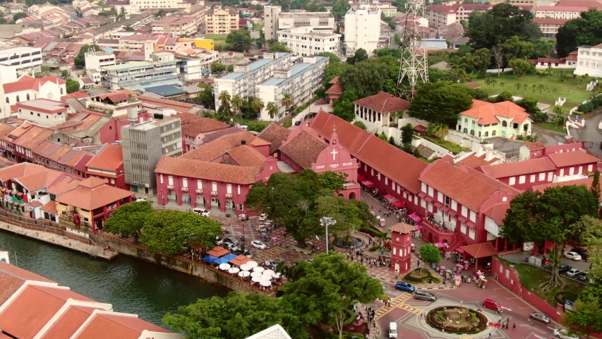 Drone aerial footage in Malacca Old Town, Malaysia Royalty-Free Stock Footage #1045145995