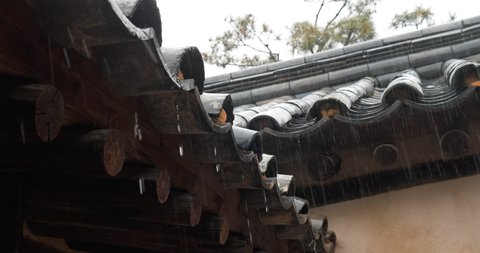 Rainy day in roof of Korean traditional house.