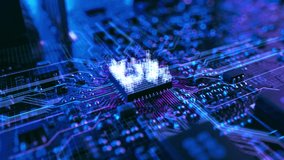 Dark Theme Visualization of Circuit Board CPU Processor Starting Digitalization Process and Information Computing, Processing Bits of Data. Computer Graphics, Special Visual Effects, Animation - Powered by Shutterstock - Get 15% off with code: PIKWIZARD15