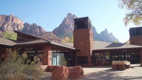 Utah, NOV 11: Exterior view of the visitor center of the Zion National Park visitor center on NOV 11, 2019 at Utah