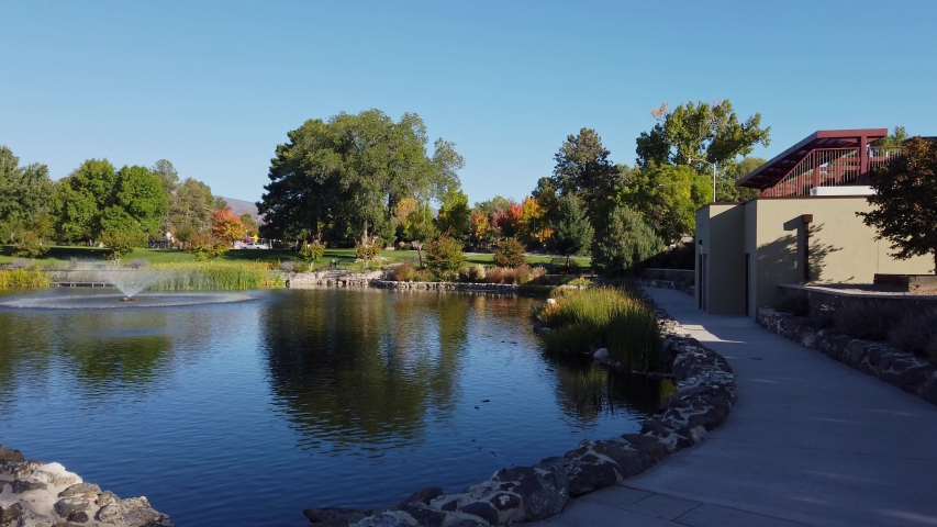 Morning view of the Ashley Pond Park at Los Alamos, New Mexico