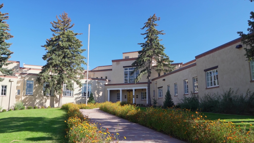 Exterior view of the Supreme Court Justice at Santa Fe, New Mexico