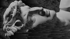 Digital Pixel Noise Glitch Art Effect On A Beautiful Monochrome Sculpture Background. Smartphone Vertical Orientation. Social Networks Futuristic Dynamic Wave Style. Seamless loop - Powered by Shutterstock - Get 15% off with code: PIKWIZARD15