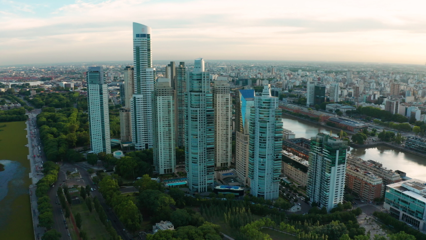 Skyscrapers and towers at the Harbor in Buenos Aires, Argentina image ...