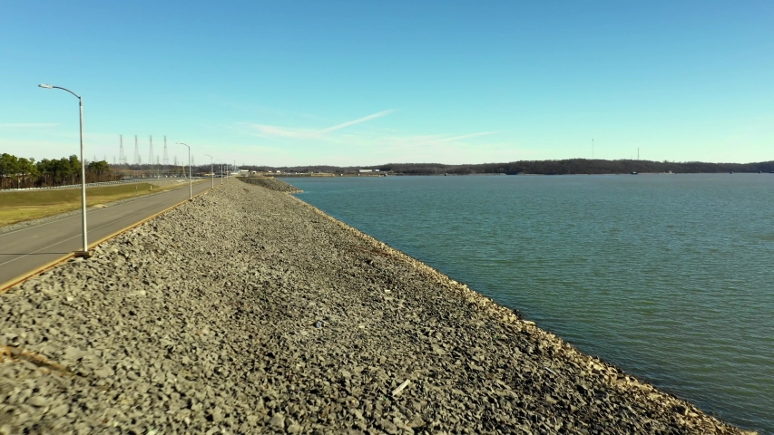 Aerial drone video of the Kentucky Dam on Tennessee River 4k
