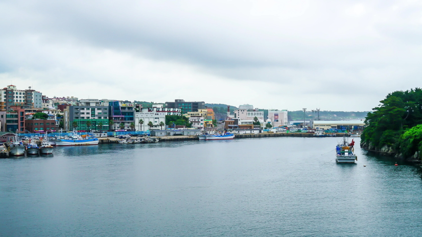 timelapse skyline city scape in Jeju, South Korea