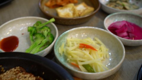 korean traditional food (Bibimbap) - rice with mix vegetable and Korean sauce