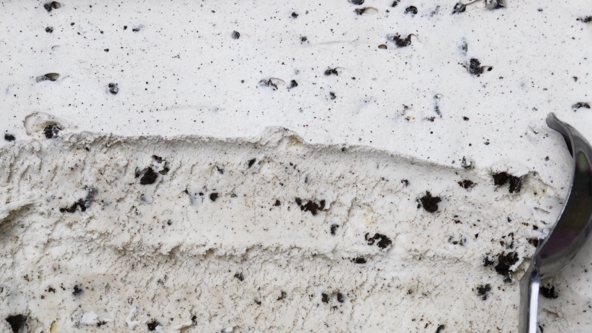 Closeup Scooping ice cream cookies & Cream, Food concept, Blank for design. | Shutterstock HD Video #1045204246