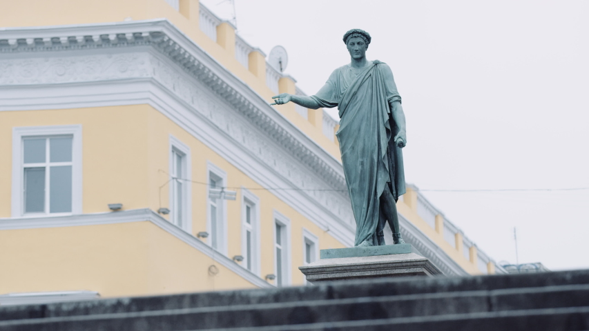 Statue of the Duc de Richelieu in Odessa, Ukraine, filmed on RED Helium 8K