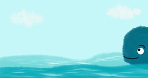 cute baby whale in the sea on a sunny day cartoon animation