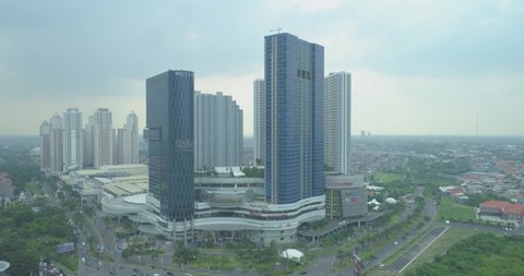Surabaya, East Java / Indonesia - January 15, 2020: Aerial View of Pakuwon Mall in the Afternoon