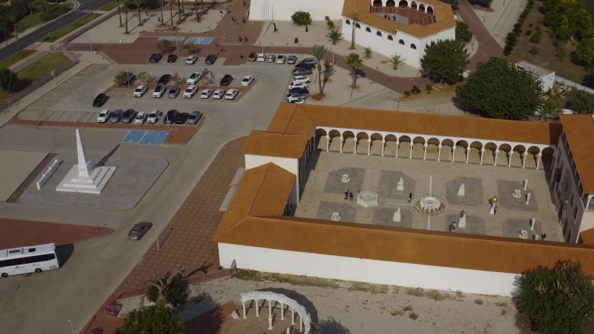 contemporary art museum in Caesarea, Israel, 4k aerial drone view