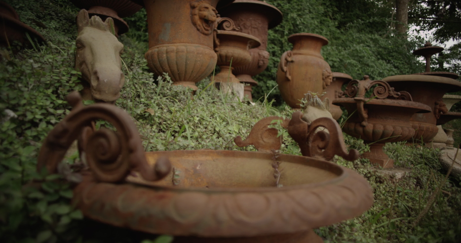 Old vase in outdoor garden