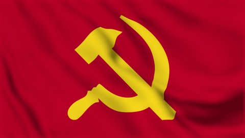 Red flag of Communist Soviet Union. National 3d Communist flag waving. Sign of USSR CCCP seamless loop animation. Communist flag 4k resolution Background. Soviet Union flag Closeup 4k video