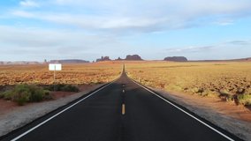 Aerial view of Highway 163 leading to Monument Valley, Arizona, USA