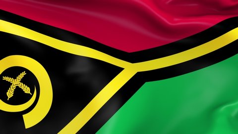 Photo realistic slow motion 4KHD flag of the Vanuatu waving in the wind. Seamless loop animation with highly detailed fabric texture in 4K resolution.
