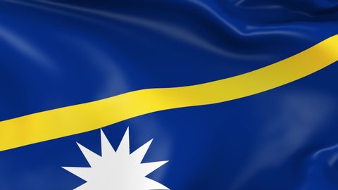 Photo realistic slow motion 4KHD flag of the Nauru waving in the wind. Seamless loop animation with highly detailed fabric texture in 4K resolution.