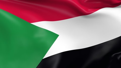 Photo realistic slow motion 4KHD flag of the Sudan waving in the wind. Seamless loop animation with highly detailed fabric texture in 4K resolution.