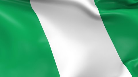 Photo realistic slow motion 4KHD flag of the Nigeria waving in the wind. Seamless loop animation with highly detailed fabric texture in 4K resolution.
