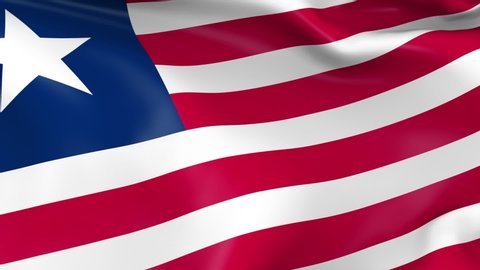 Photo realistic slow motion 4KHD flag of the Liberia waving in the wind. Seamless loop animation with highly detailed fabric texture in 4K resolution.