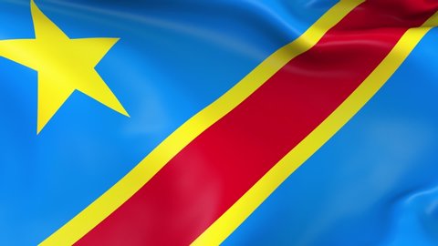 Photo realistic slow motion 4KHD flag of the Democratic Republic of the Congo waving in the wind. Seamless loop animation with highly detailed fabric texture in 4K resolution.