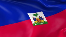 Photo realistic slow motion 4KHD flag of the Haiti waving in the wind. Seamless loop animation with highly detailed fabric texture in 4K resolution.