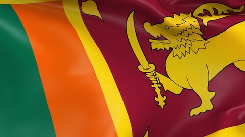 Photo realistic slow motion 4KHD flag of the Sri Lanka waving in the wind. Seamless loop animation with highly detailed fabric texture in 4K resolution.