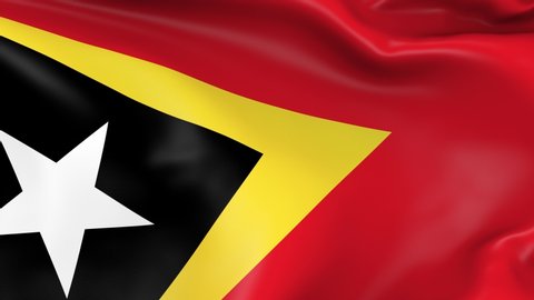 Photo realistic slow motion 4KHD flag of the Timor-Leste waving in the wind. Seamless loop animation with highly detailed fabric texture in 4K resolution.