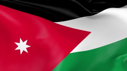 Photo realistic slow motion 4KHD flag of the Jordan waving in the wind. Seamless loop animation with highly detailed fabric texture in 4K resolution.