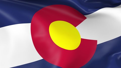 Photo realistic slow motion 4KHD flag of the US State of Colorado waving in the wind. Seamless loop animation with highly detailed fabric texture in 4K resolution.