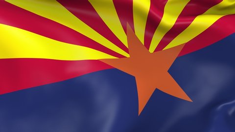 Photo realistic slow motion 4KHD flag of the US State of Arizona waving in the wind. Seamless loop animation with highly detailed fabric texture in 4K resolution.