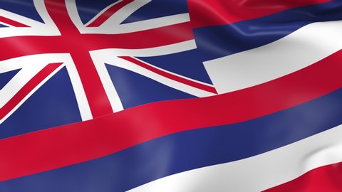 Photo realistic slow motion 4KHD flag of the US State of Hawaii waving in the wind. Seamless loop animation with highly detailed fabric texture in 4K resolution.